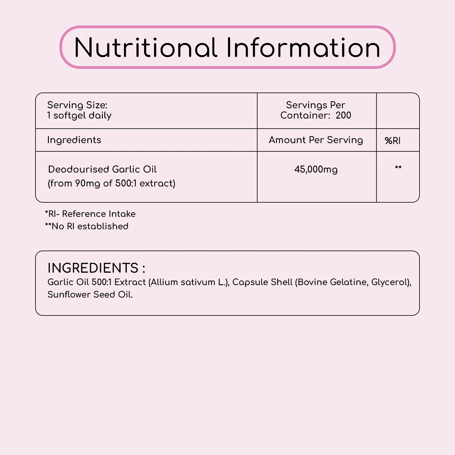 Garlic Capsules 45,000mg 200 Softgel Capsules - Image 3