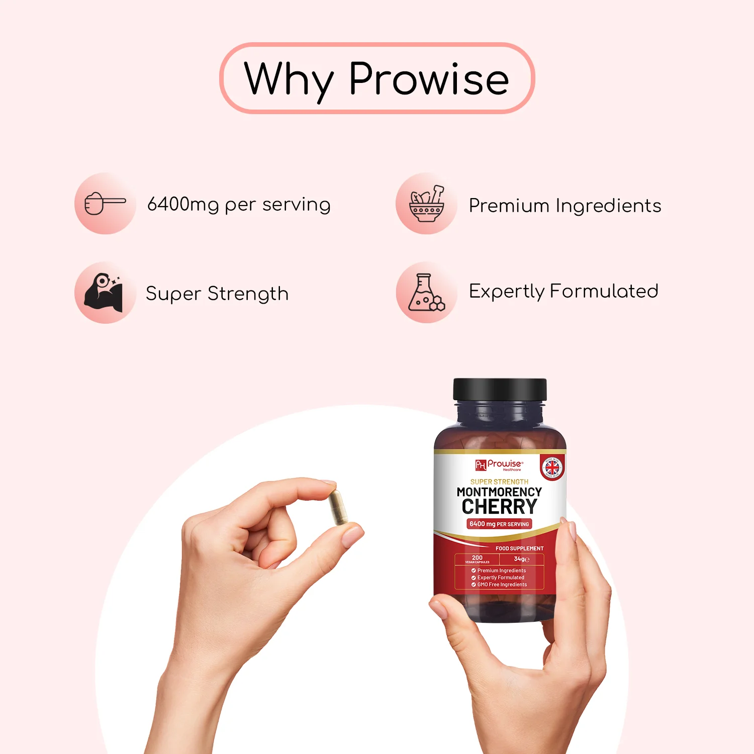 Montmorency Cherry Capsules 6400mg 200 Vegan Capsules - Image 4