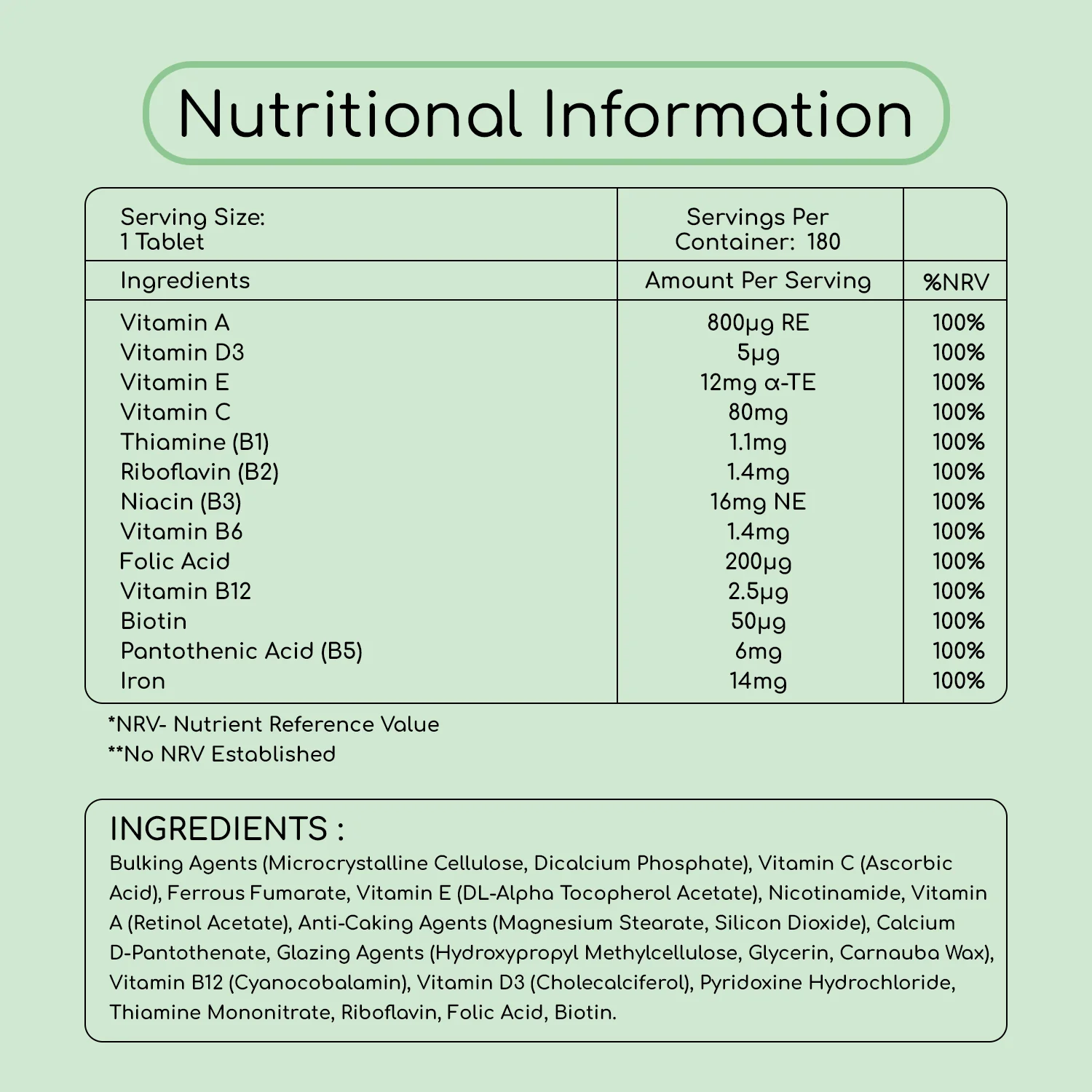 Multivitamin With Iron 180 Tablets - Image 3