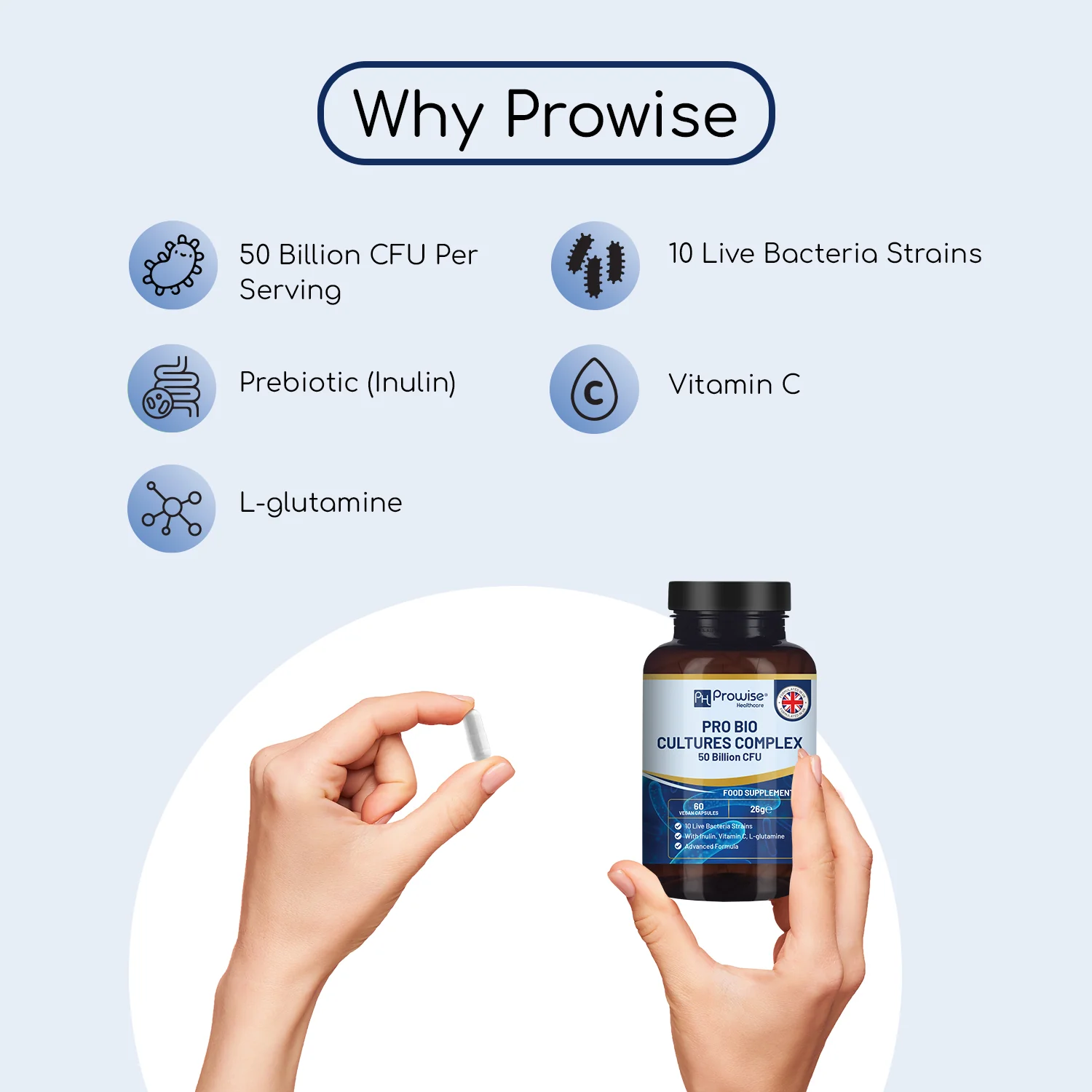 Pro Bio Cultures Complex Prebiotic And Probiotic 60 Vegan Capsules - Image 4