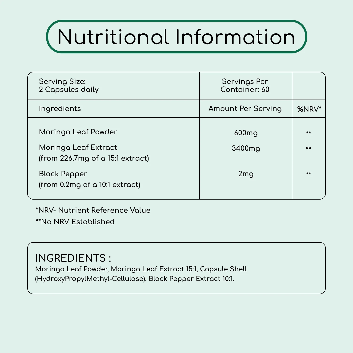 Pure Moringa Capsules 4000mg 120 Capsules - Image 3