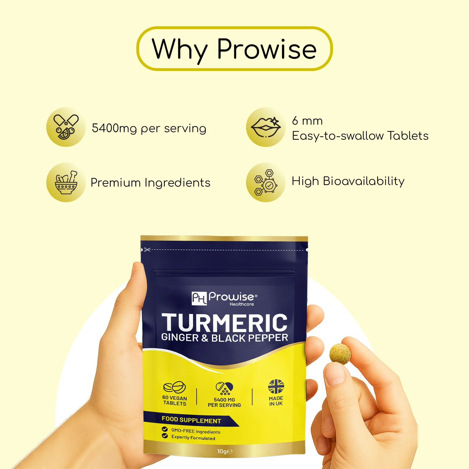 Turmeric Ginger and Black Pepper Tablets 5400mg 60 Tablets - Image 4
