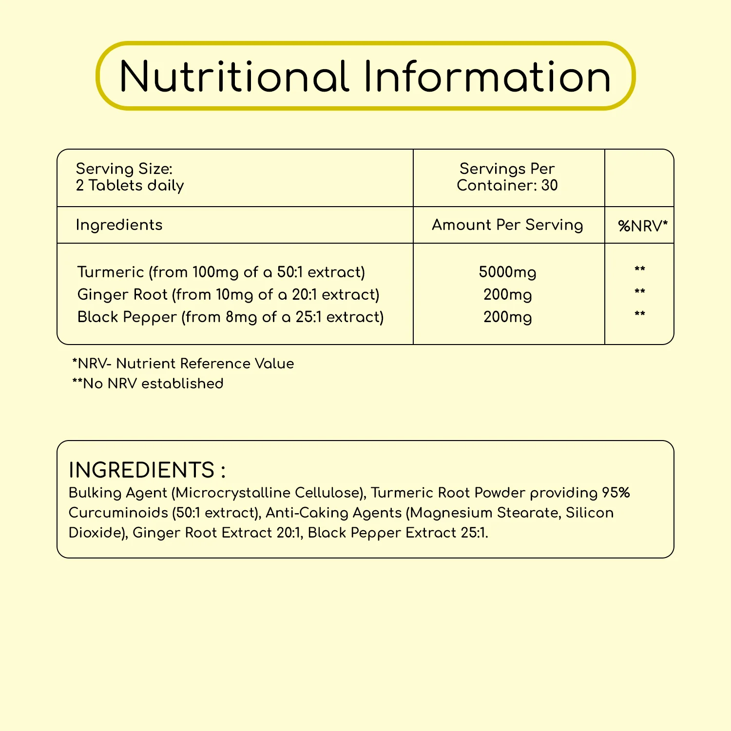 Turmeric Ginger and Black Pepper Tablets 5400mg 60 Tablets - Image 7