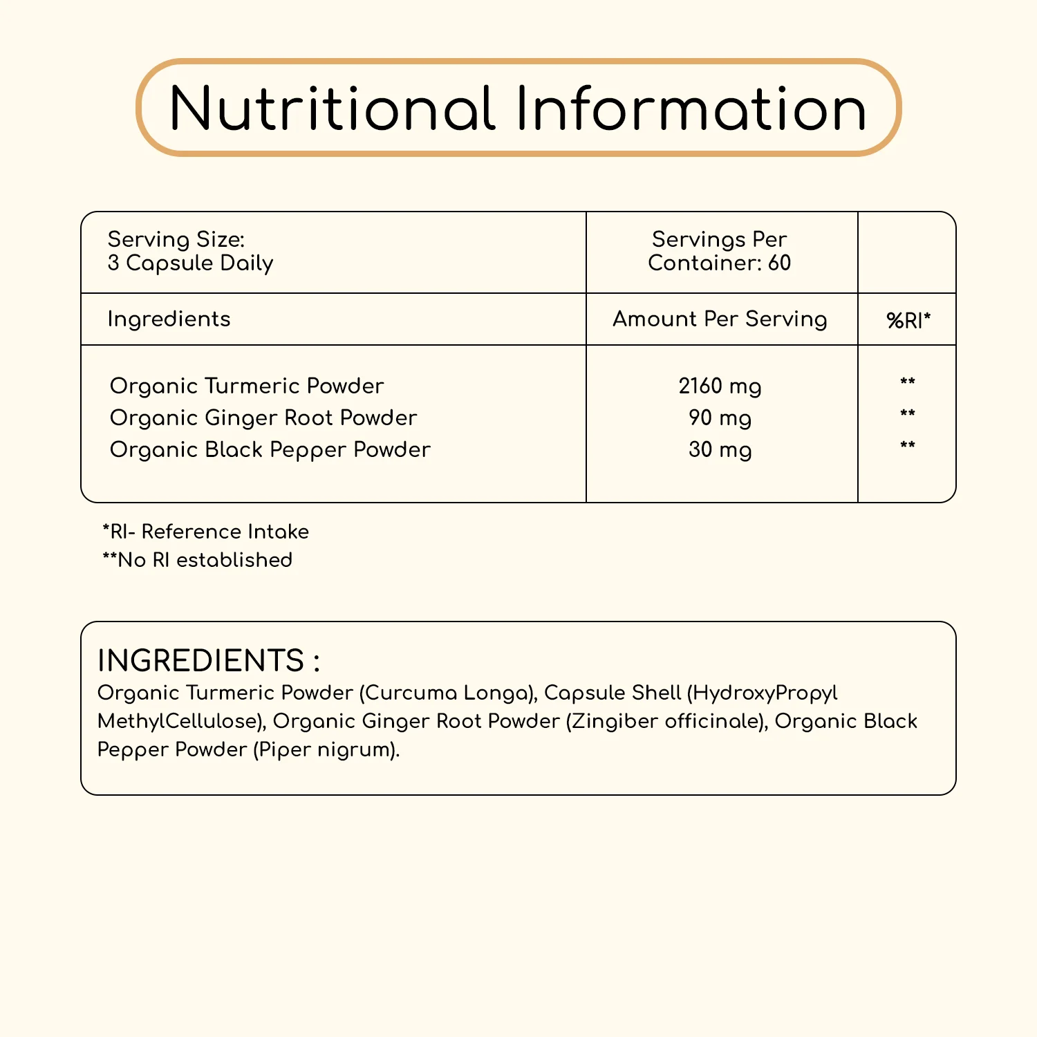 Turmeric with Ginger and Black Pepper 2280mg 180 Capsules - Image 3