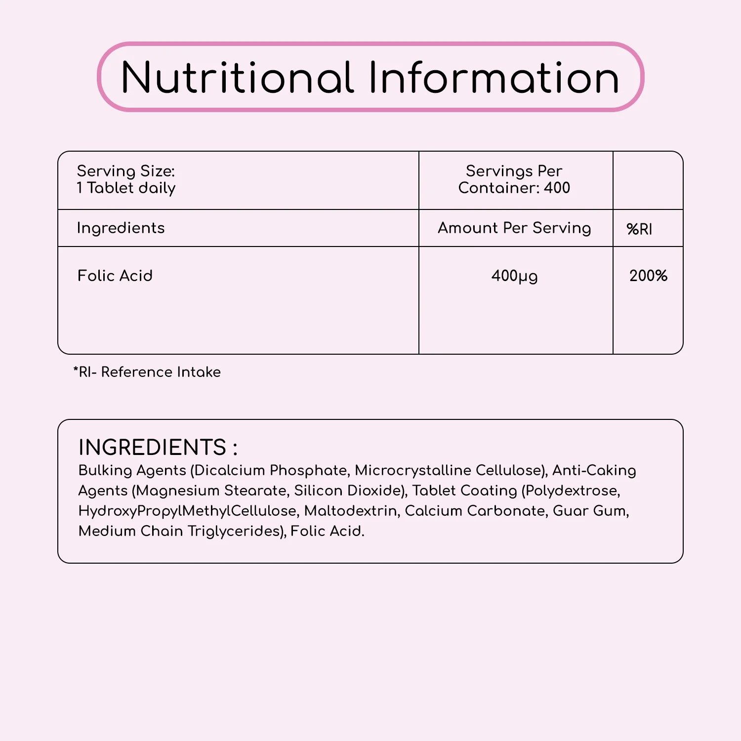 Vegan Folic Acid 400μg 400 Tablets - Image 3