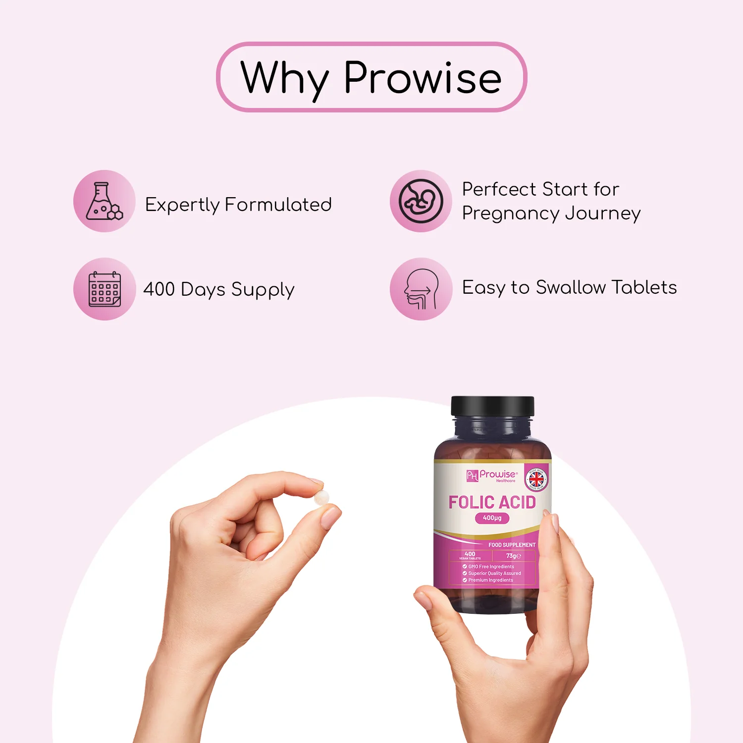 Vegan Folic Acid 400μg 400 Tablets - Image 4
