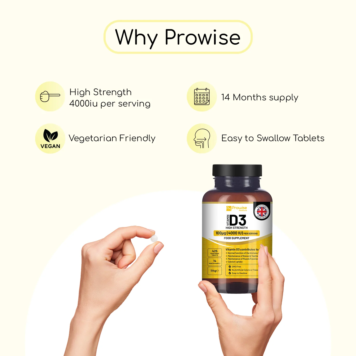 Vitamin D3 4000 IU 425 Vegeterian Tablets - Image 4